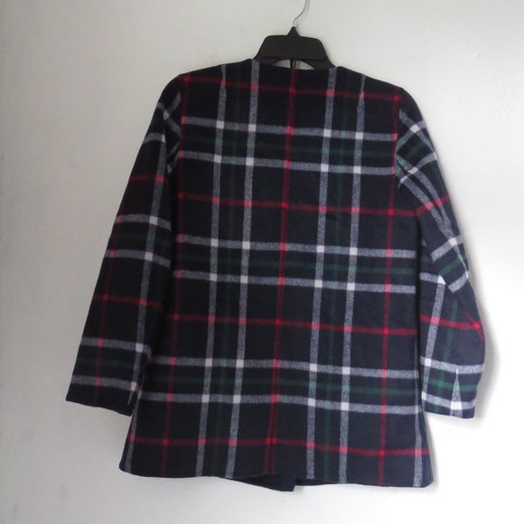 Talbots DOUBLE FACE PLAID Multicolored Wool Blend Jacket Petite - Picture 2 of 10